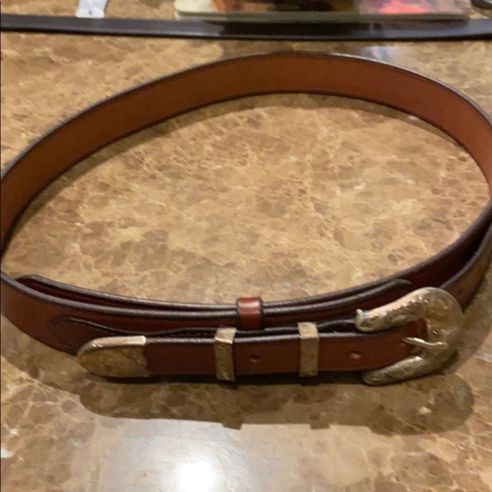 Medium Brown Leather Ranger Belt With Buckle